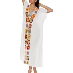 Crochet Coverup Dress | One Size | White Multicolor